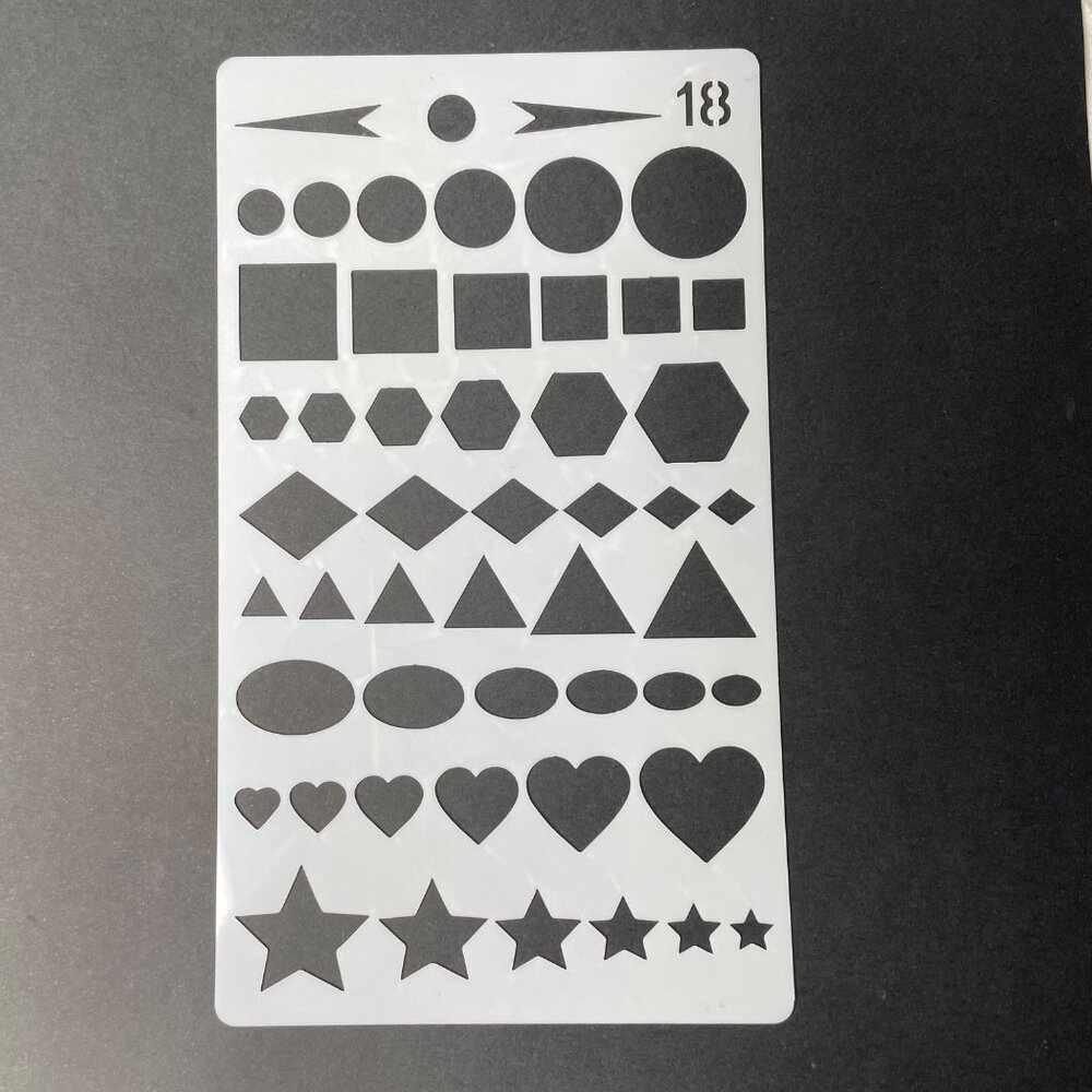 Reusable Art Planner Stencil Flow Chart Shapes Circles Squares Hearts Star mq Mi